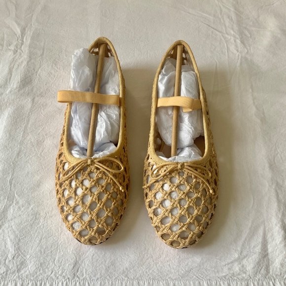 Loeffler Randall Leonie Woven Ballet Flats Natural 7.5 - Picture 5 of 9